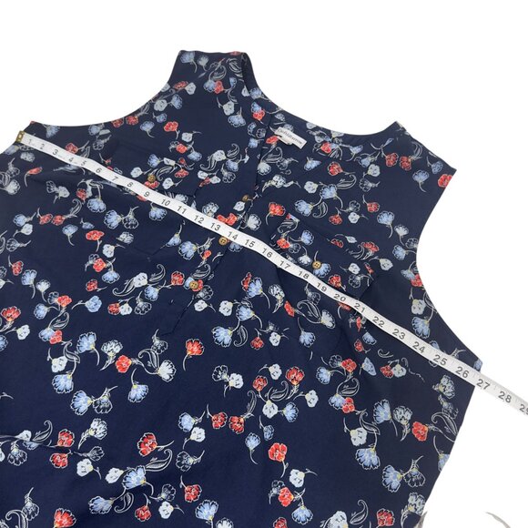 Croft & Barrow Womens 2X Sleeveless Floral Tunic Top Polyester Navy Red Blue - Picture 5 of 13